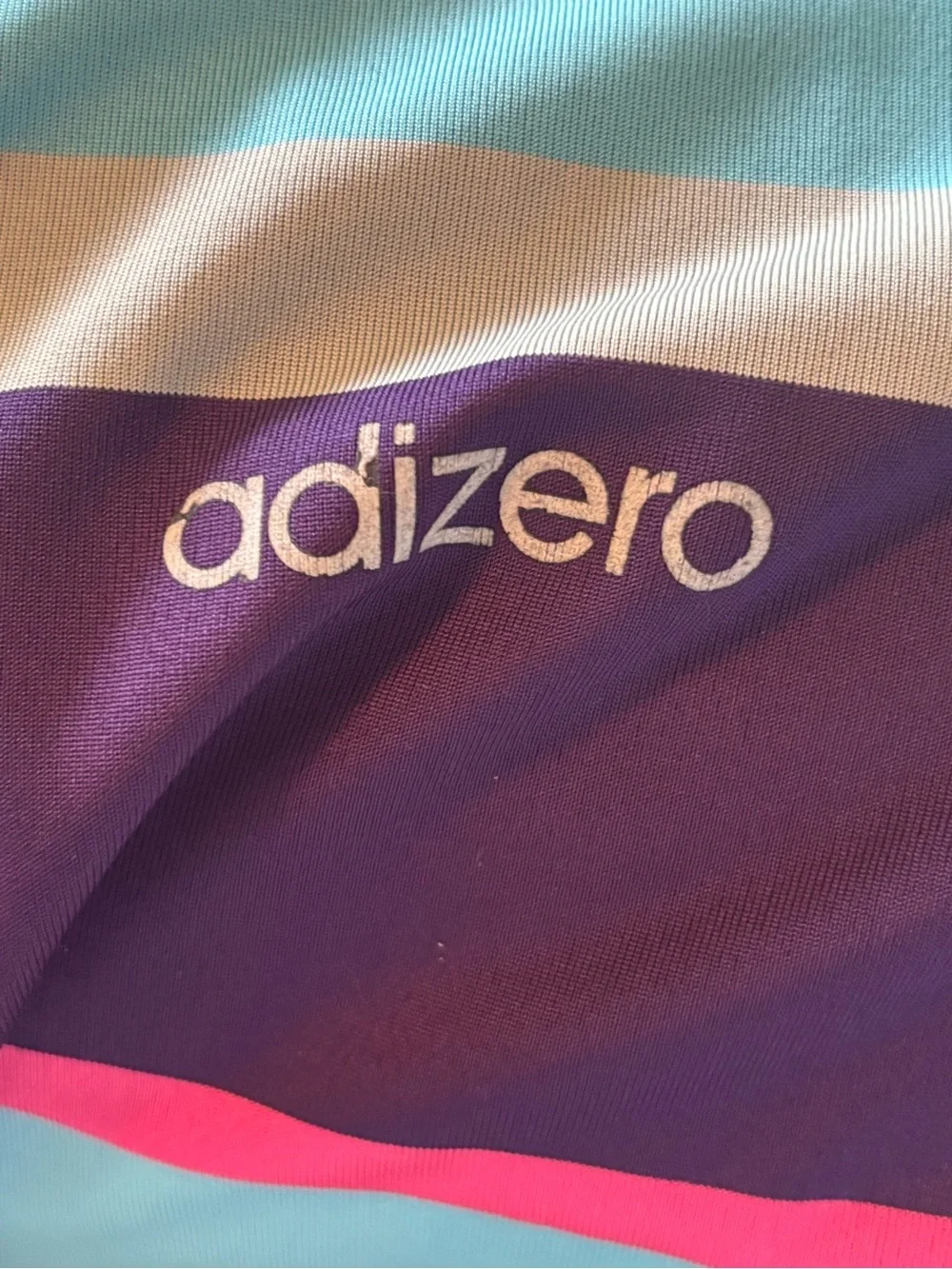 adidas Purple, Aqua & Pink Striped Adizero Polo